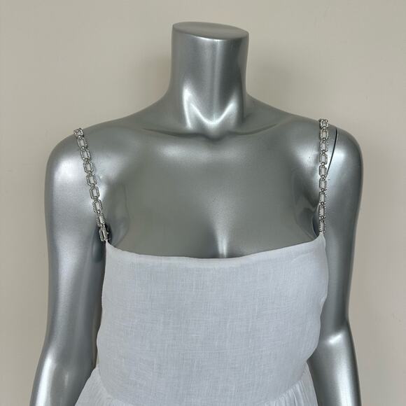 RUMER linen dress size S established with crystals Retail 580$ - Picture 3 of 11